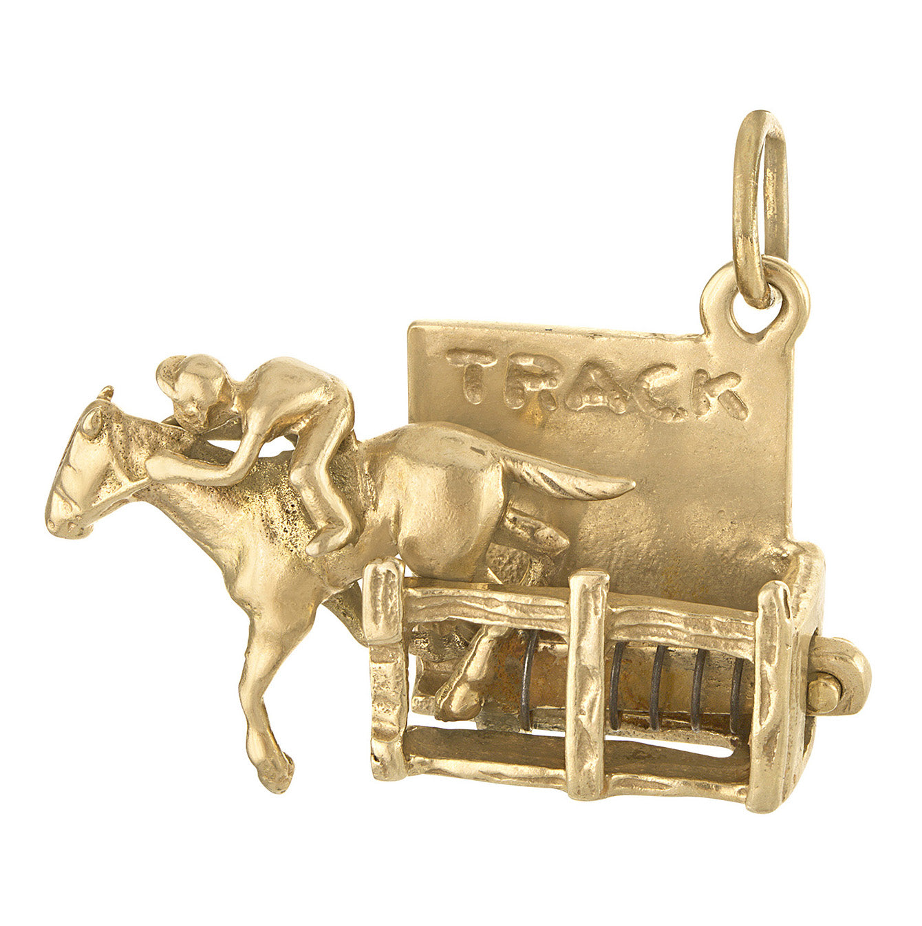 Vintage Movable Horserace 14K Gold Charm